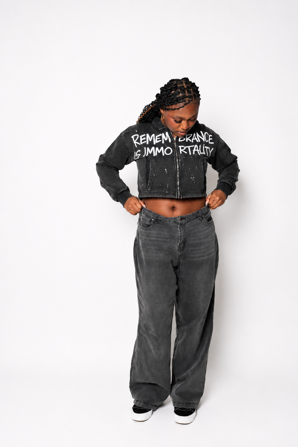 VNTG LGCY CROP TOP ZIP UP HOODIE