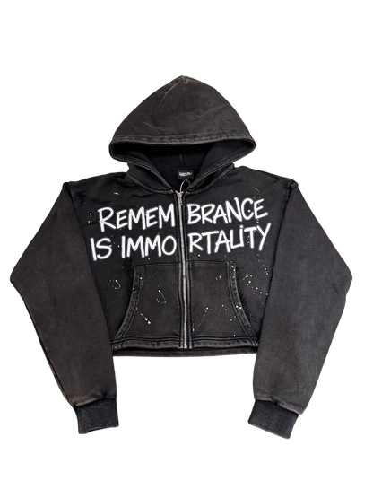 VNTG LGCY CROP TOP ZIP UP HOODIE