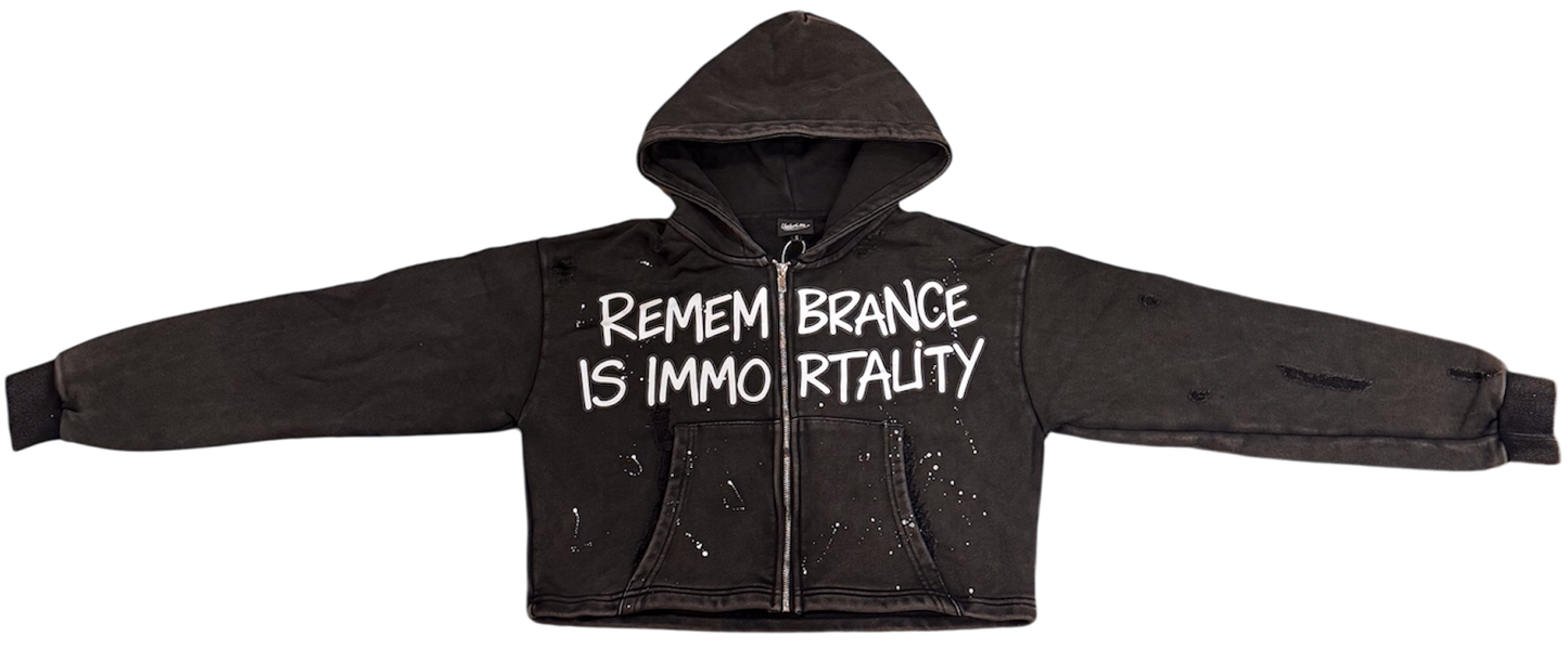 VNTG LGCY CROP TOP ZIP UP HOODIE