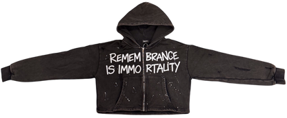 VNTG LGCY CROP TOP ZIP UP HOODIE